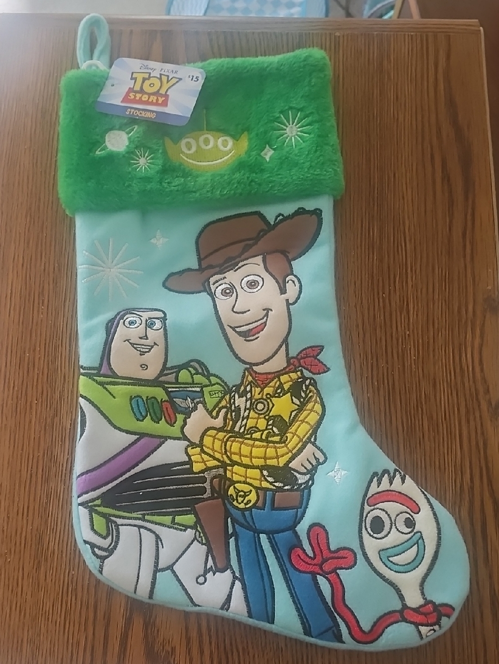 Disney Toy Story Blue and Green Holiday Stocking